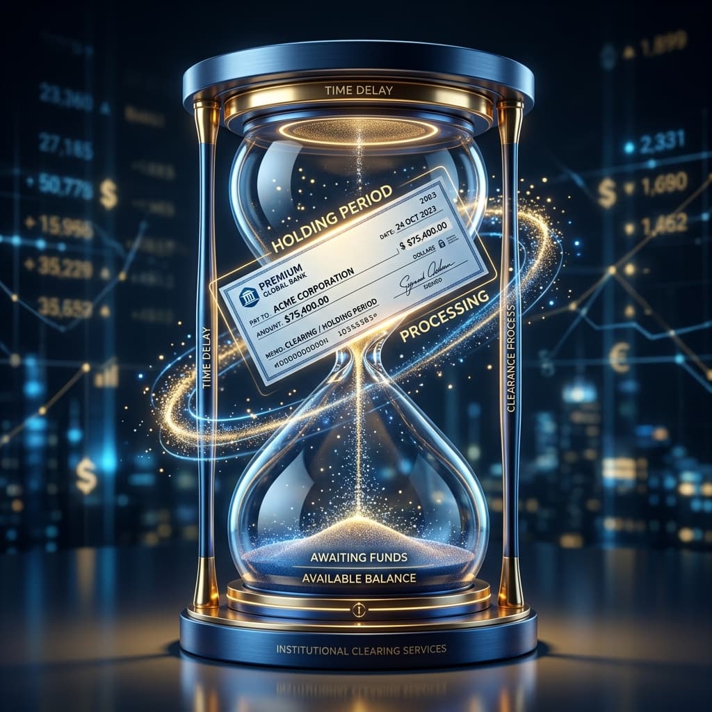 Cheque holding period visual