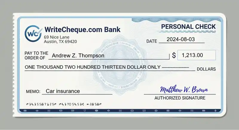 Cheque example for 1213