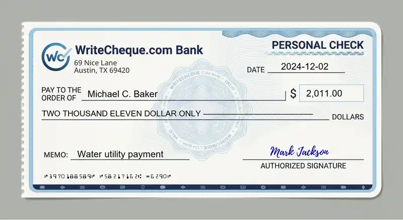 Cheque example for 2011