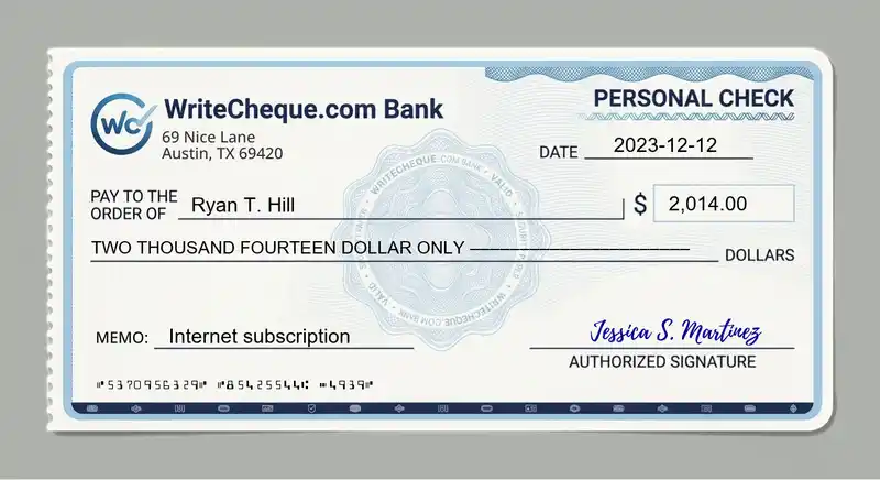 Cheque example for 2014
