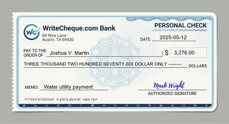 Cheque example for 3276