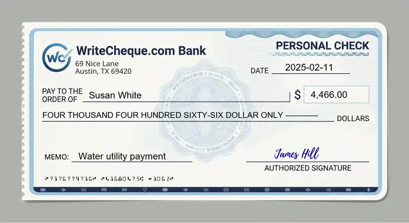 Cheque example for 4466