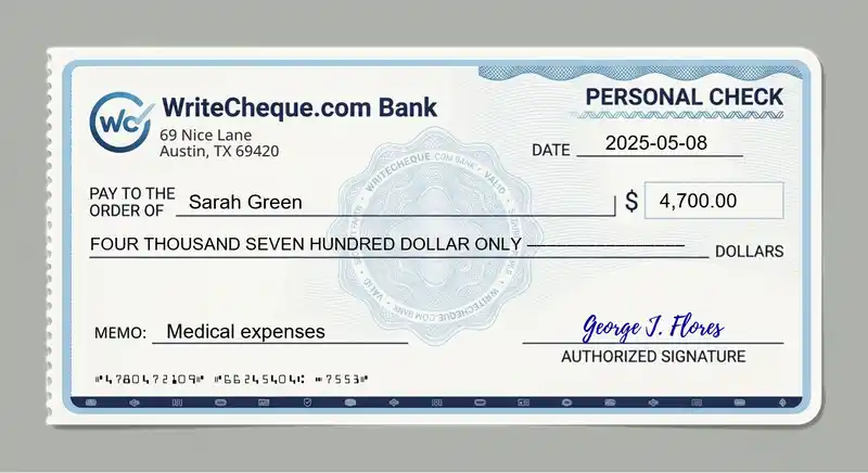 Cheque example for 4700