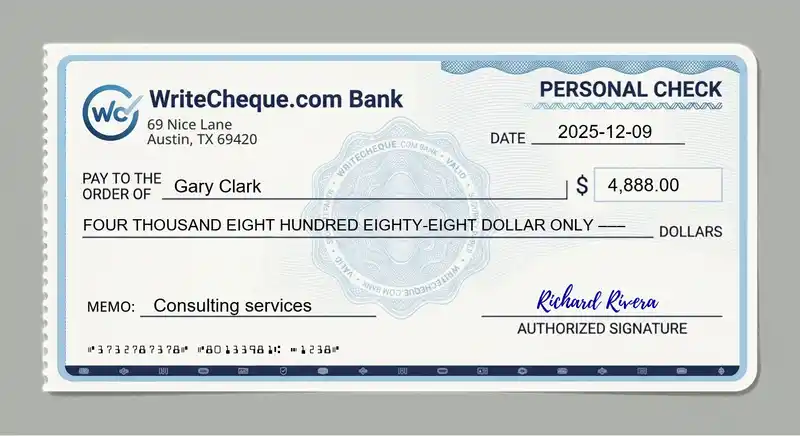 Cheque example for 4888
