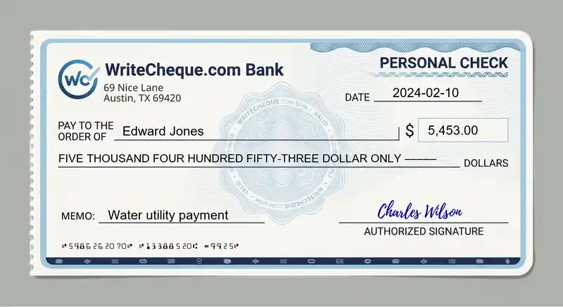 Cheque example for 5453