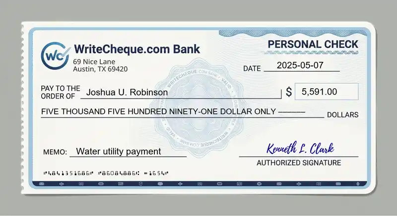 Cheque example for 5591