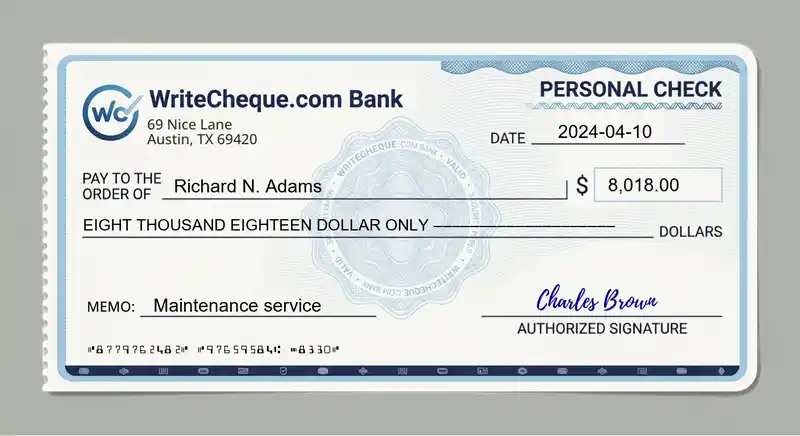 Cheque example for 8018