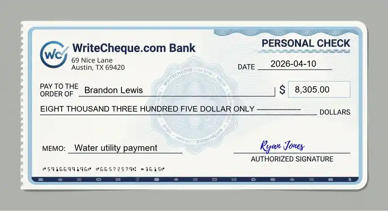 Cheque example for 8305