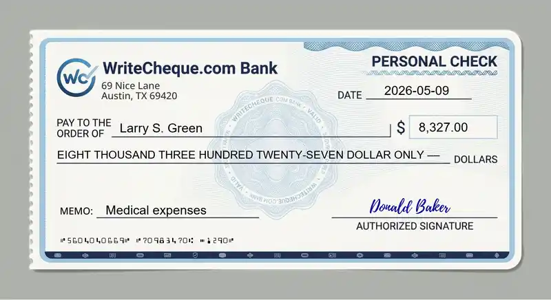 Cheque example for 8327