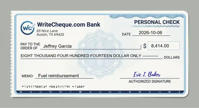 Cheque example for 8414