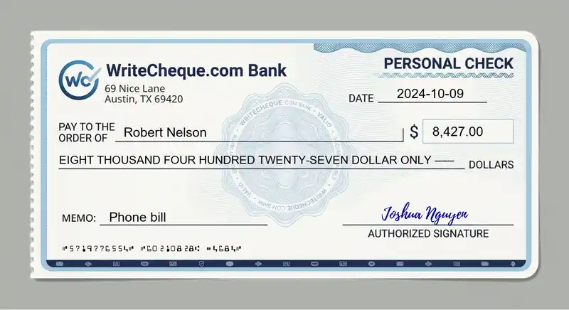 Cheque example for 8427