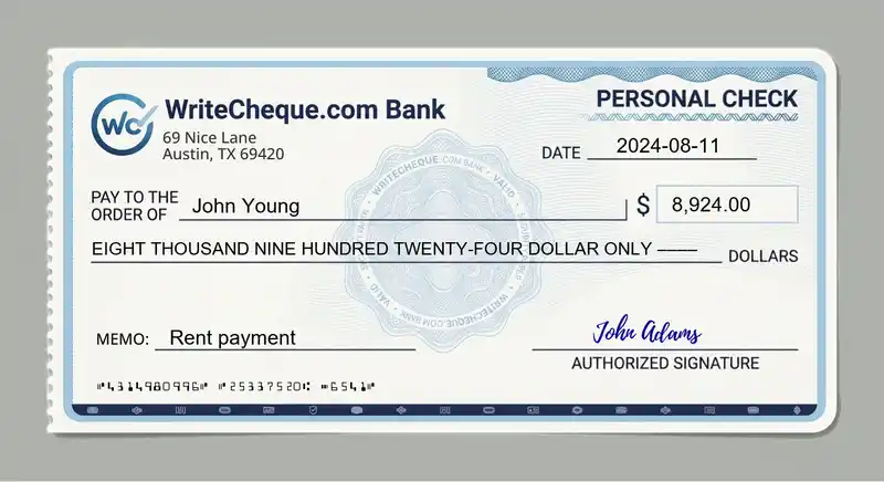 Cheque example for 8924